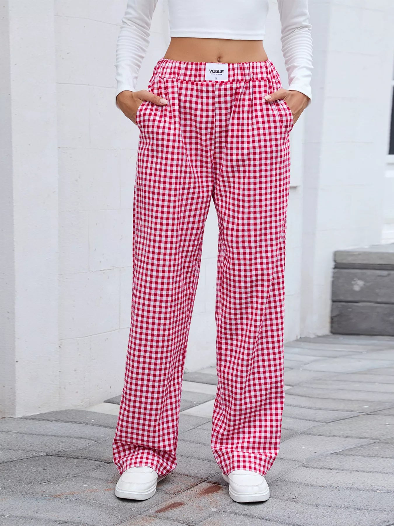 Plaid Wide Leg Casual Pants styling — Livostyle