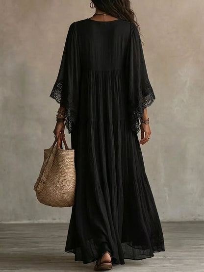 Lace Trim Tiered V-Neck Maxi Dress – photo 7
