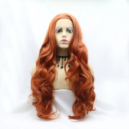 24" Lace Front Synthetic Wig in Ginger, Long Wavy — Livostyle