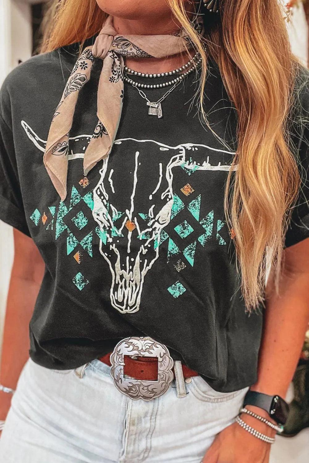 Bull Head Skull Round Neck Short Sleeve T Shirt — Livostyle