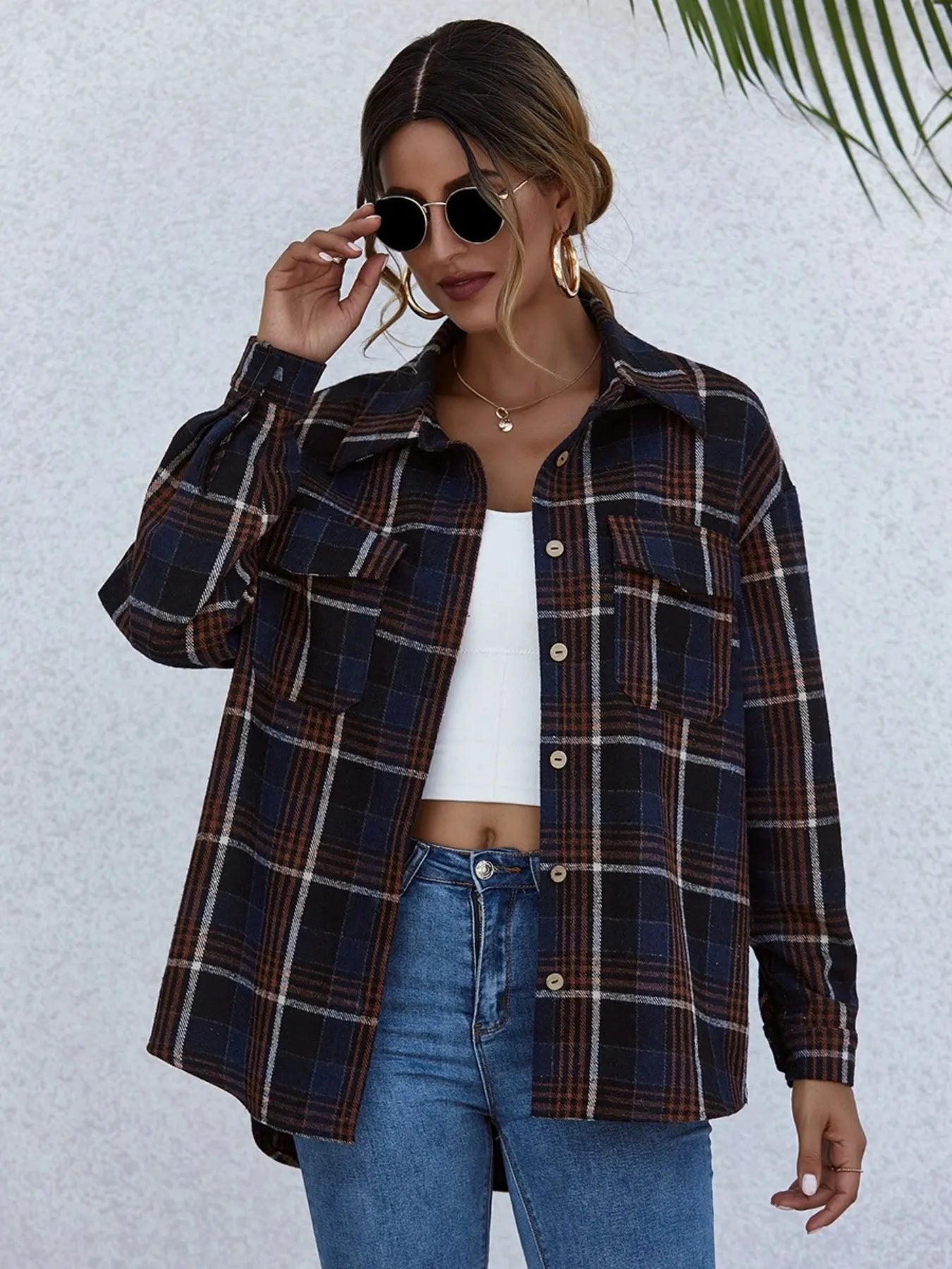 Plaid Button-Up Long Sleeve Shirt — Livostyle