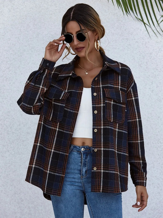 Plaid Button-Up Long Sleeve Shirt — Livostyle