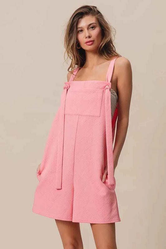 BiBi Texured Jacquard Romper with Side Pockets