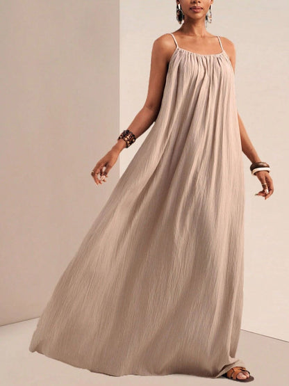 Spaghetti Strap Flowy Ruched Maxi Dress – photo 5