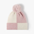 Color Block Knit Hat with Pom-pom — Livostyle
