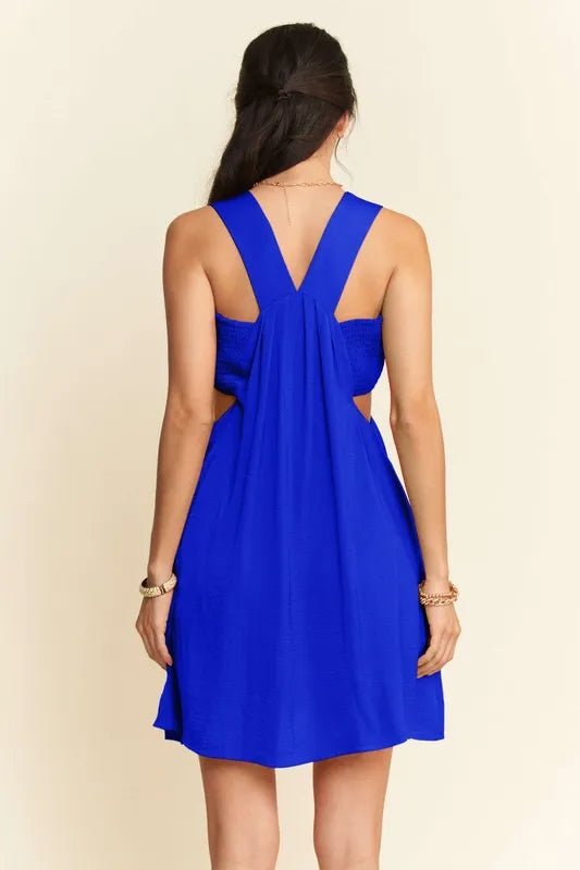 Cobalt Washed Satin Cutout Bandeau Mini Dress – photo 2