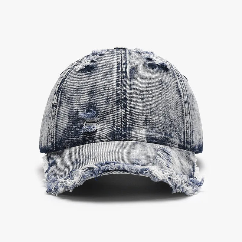 Distressed Cotton Adjustable Baseball Cap — Livostyle