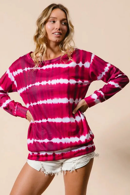 Stylish Terry Sweatshirt in Trendy Tie-Dye Print — Livostyle