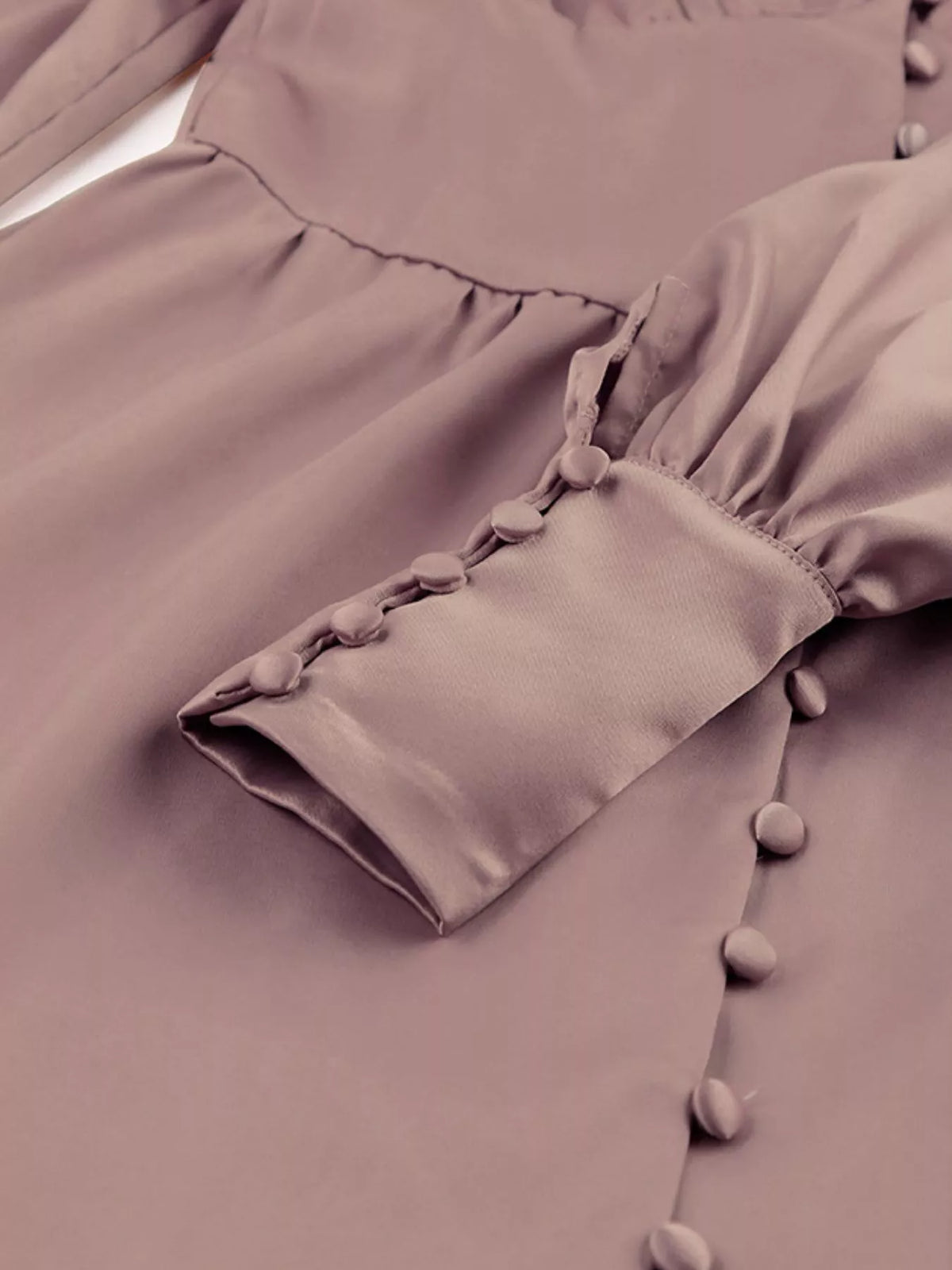 V-Neck Puff Sleeve Button-Down Midi Dress – photo 19