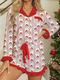 Christmas Santa & Stripes Ruffle Top and Shorts Set — Livostyle