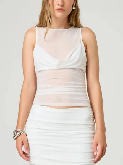 Ruched Round Neck Tank styling — Livostyle