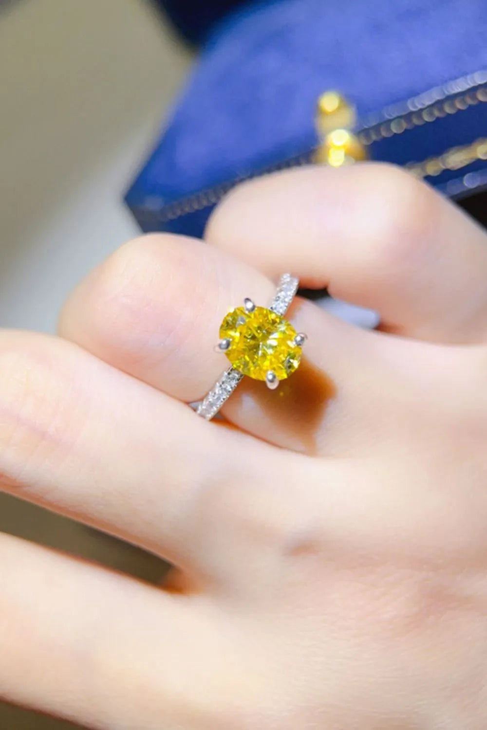 2 Carat Moissanite 925 Sterling Silver Ring — Oval-Cut Yellow — Livostyle
