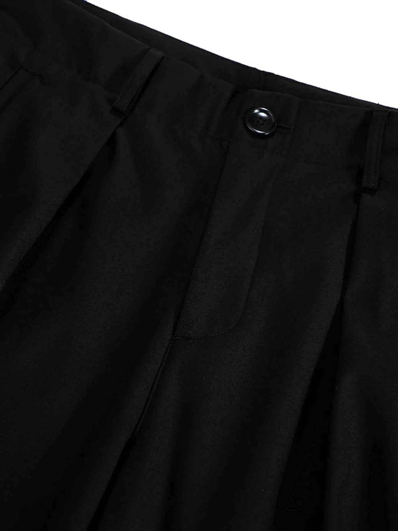 Men's High Waist Pleated Curved Pants