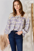 Elegant Lace-Detailed Printed Blouse — Livostyle
