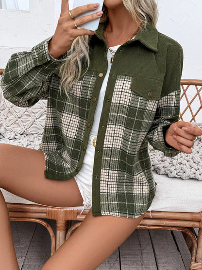 Plaid Button Up Long Sleeve Shacket — Livostyle