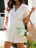 Drawstring Short Sleeve Romper — Livostyle