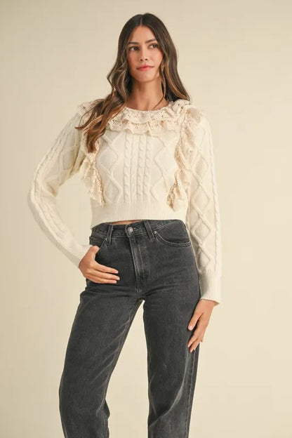 Ruffled Lace Crochet Sweater — Livostyle