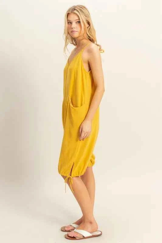 HYFVE V-Neck Pocket Detail Side Tie Hem Romper