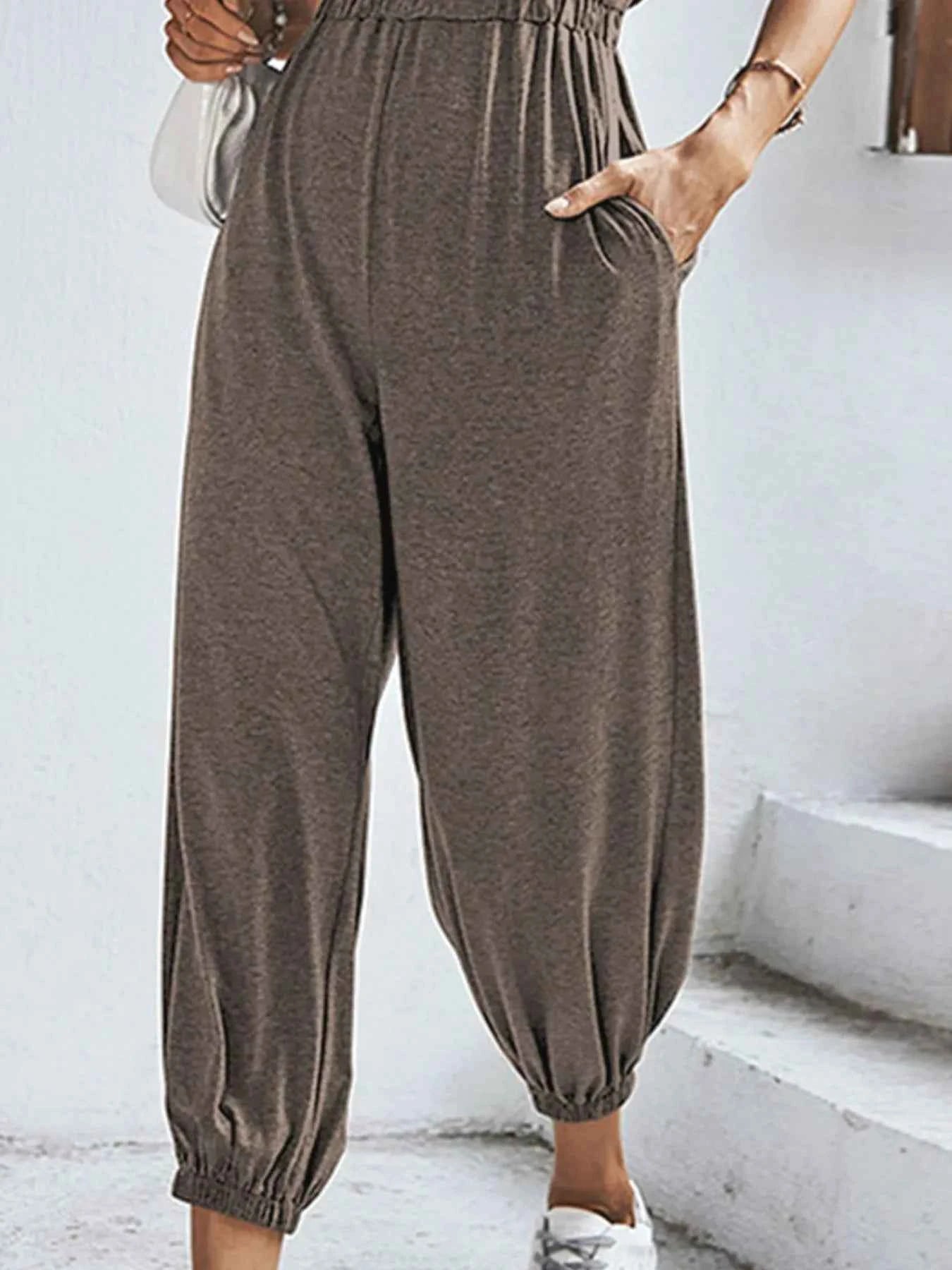 Flutter Sleeve Elastic Waist Jumpsuit