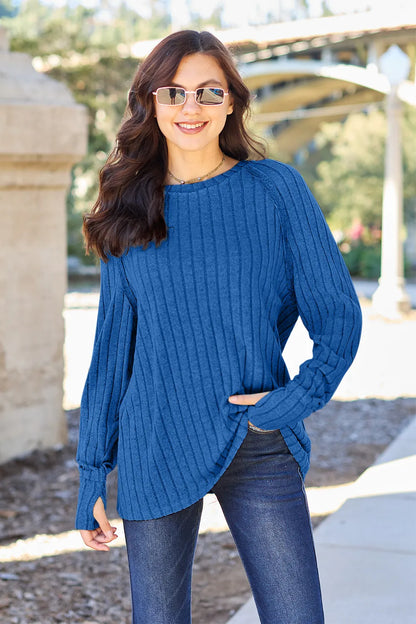 Comfortable Ribbed Knit Top with Long Sleeves — Livostyle