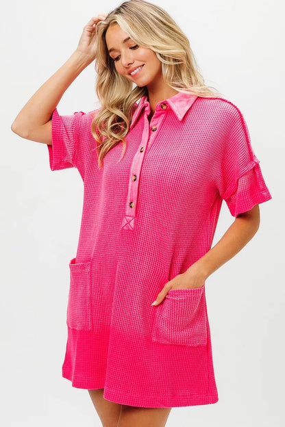 Dip Dye Mineral-Washed Oversized Knit Dress with Pockets