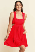 Orange Washed Satin Cutout Bandeau Mini Dress