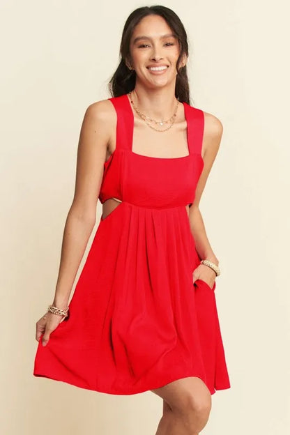 Orange Washed Satin Cutout Bandeau Mini Dress