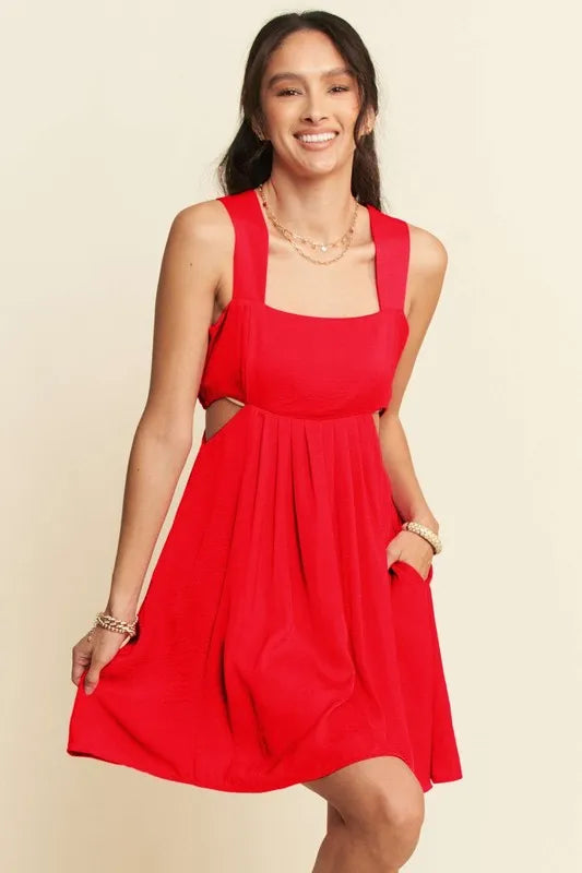 Orange Washed Satin Cutout Bandeau Mini Dress