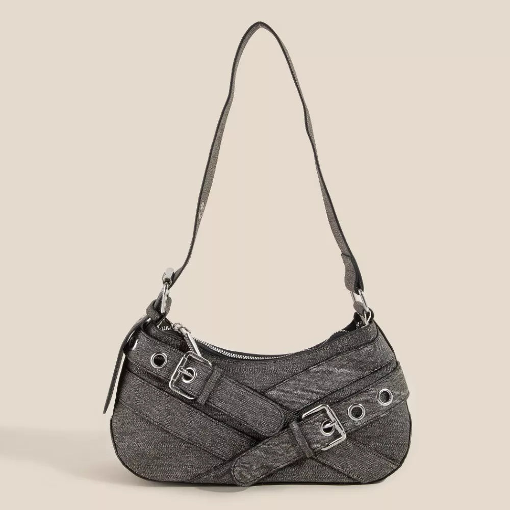 Denim Belt Accent Shoulder Bag — Livostyle