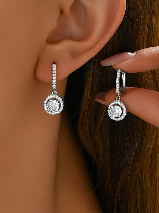 Stainless Steel Zircon Drop Earrings — Livostyle