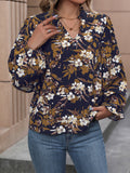 Floral Notched Balloon Sleeve Blouse — Livostyle