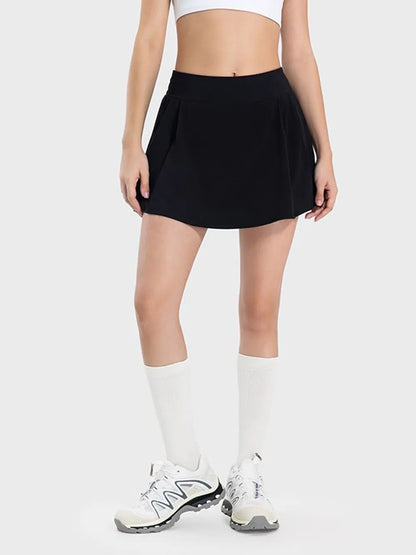 Pleated Detail Mid-Rise Waist Active Skirt — Livostyle