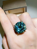 20 Carat Moissanite 925 Sterling Silver Ring — Round-Cut Teal — Livostyle