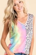 Trendy Sleeveless Top with Stylish Mixed Print & Contrast Detail — Livostyle