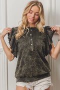 Urban Chic Mineral Washed Terry Top - Soft & Comfortable — Livostyle