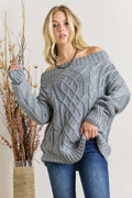 Stylish & Cozy Off-Shoulder Cable Knit Sweater — Livostyle