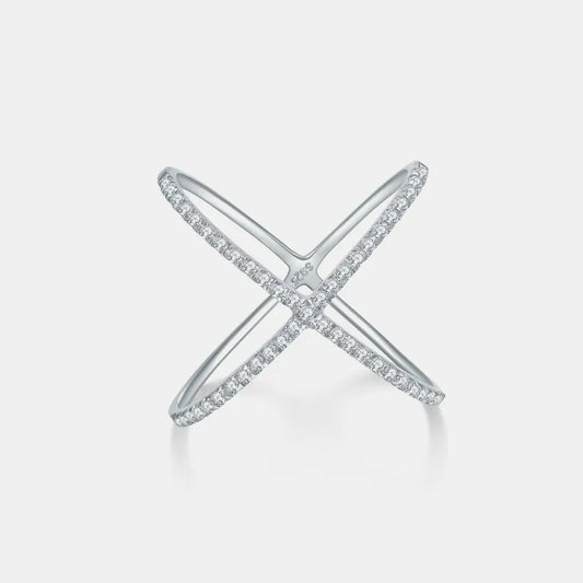 925 Sterling Silver Moissanite Crisscross Ring — Livostyle