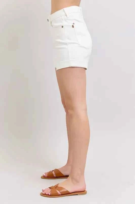 Judy Blue Full Size High Waist Double Roll Cuff Denim Shorts Plus Size