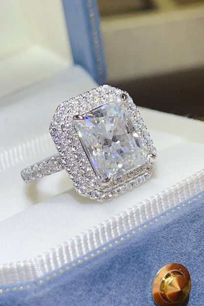 2 Carat Moissanite 925 Sterling Silver Ring — Rectangle-Cut Halo — Livostyle