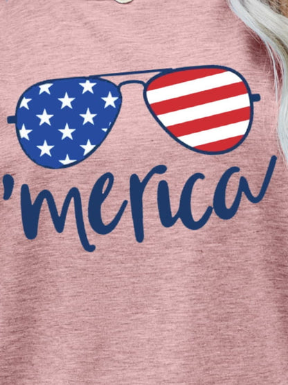 US Flag Glasses Graphic Tee closeup — Livostyle