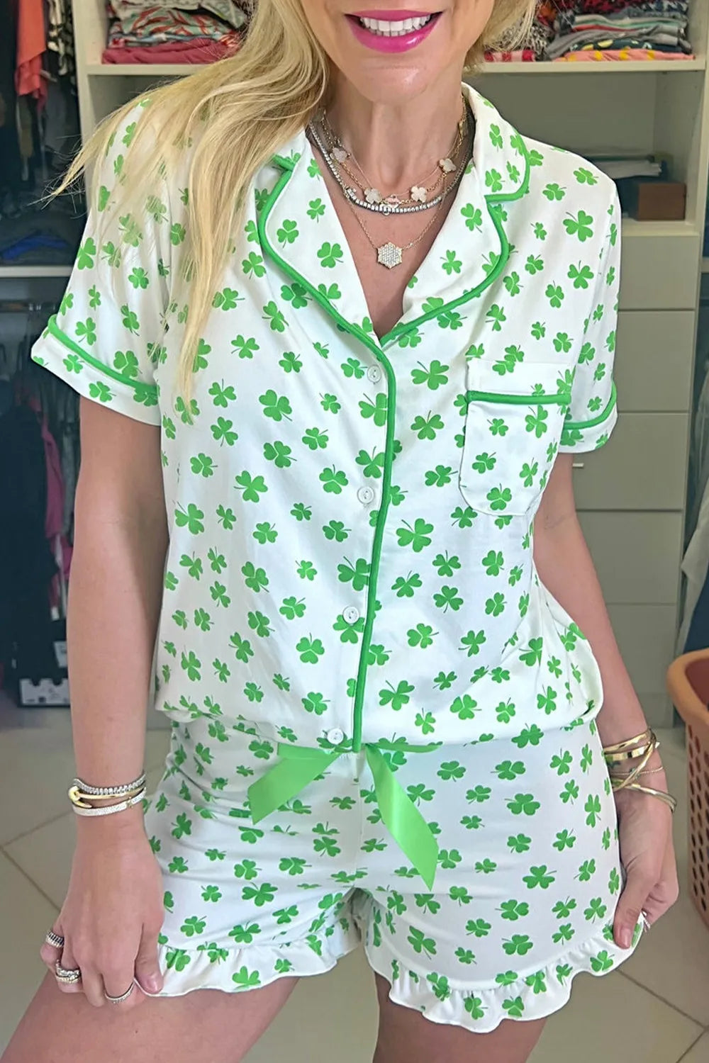 Lucky Clover Shirt and Shorts Lounge Set — Livostyle