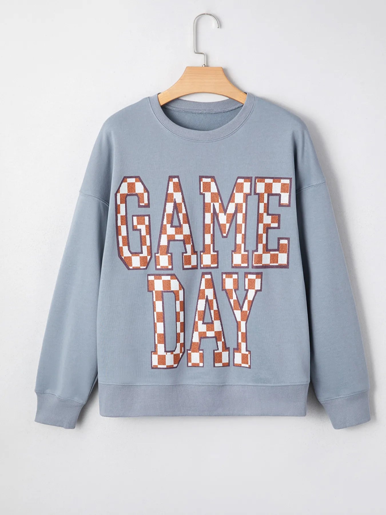 Game Day Checkered Oversized Sweatshirt detail — Livostyle