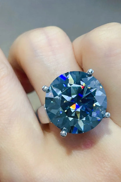 20 Carat Moissanite 925 Sterling Silver Ring — Round-Cut Gray — Livostyle