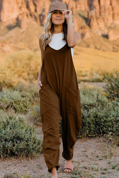 V-Neck Sleeveless Jumpsuit with Pockets — Livostyle