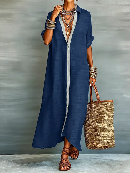 Casual Linen Shirt Dress with Button-Down Front – photo 11