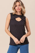 Chic Sleeveless Baby Rib Knit Top with Front Cutout Detail — Livostyle