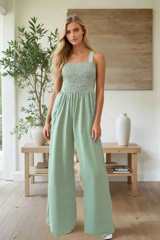 ADORA Smocking Top Wide Leg Jumpsuit