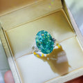 5 Carat Moissanite 925 Sterling Silver Ring — Oval-Cut Green — Livostyle