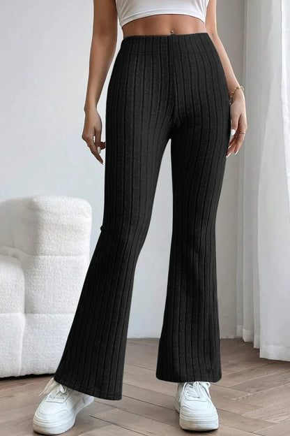 Ribbed High Waist Flare Pants — Livostyle