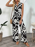 Printed Sleeveless Wide Leg Jumpsuit — Livostyle